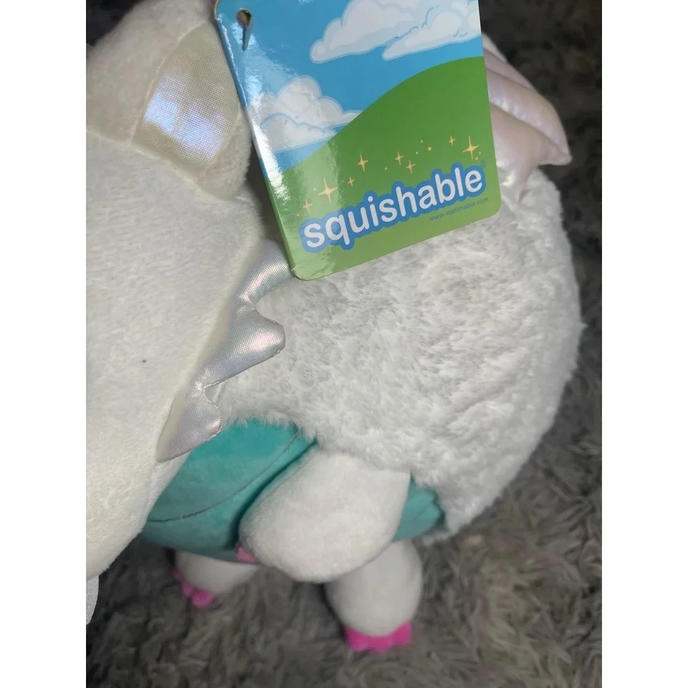 NWT Squishable White Pink Iridescent Dragon Unicorn Plush Wings Fantasy - Picture 2 of 5